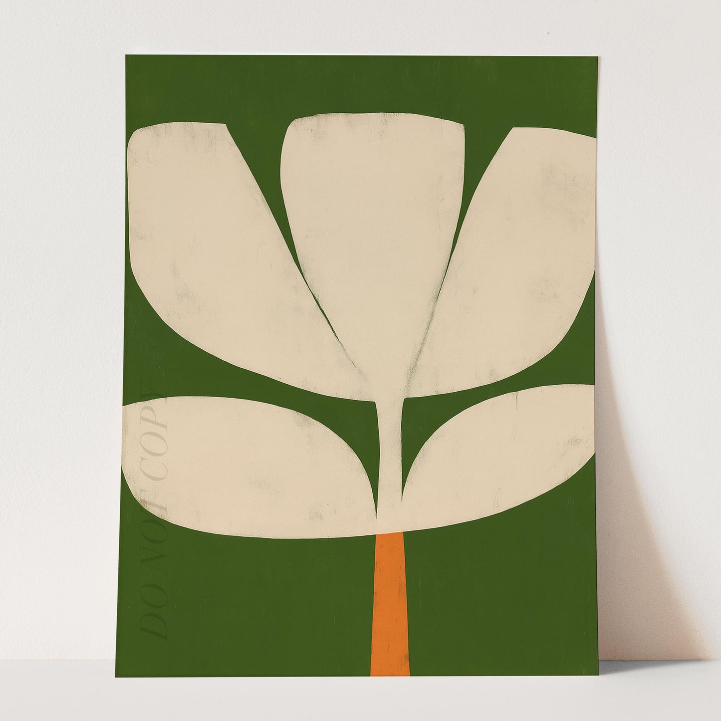 Abstract Green Tulip Mid Century