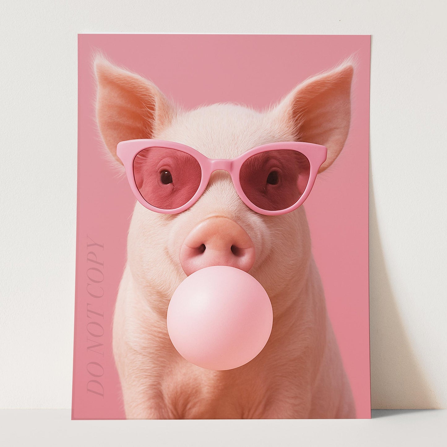 Pig With Sunglasses Blowing Pink Bubble Gum