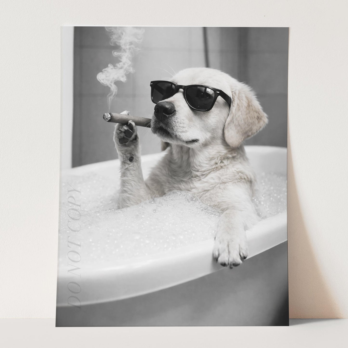 Yellow Labrador Dog Bathtub Cigar