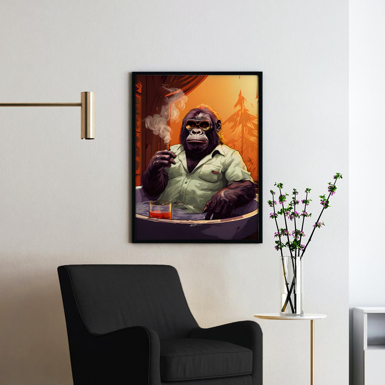 Gorilla Smoking A Cigar In The Bathtub