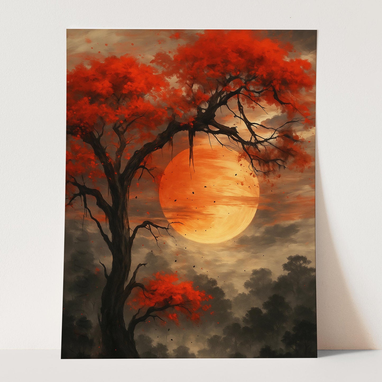 Moon Over Red Tree