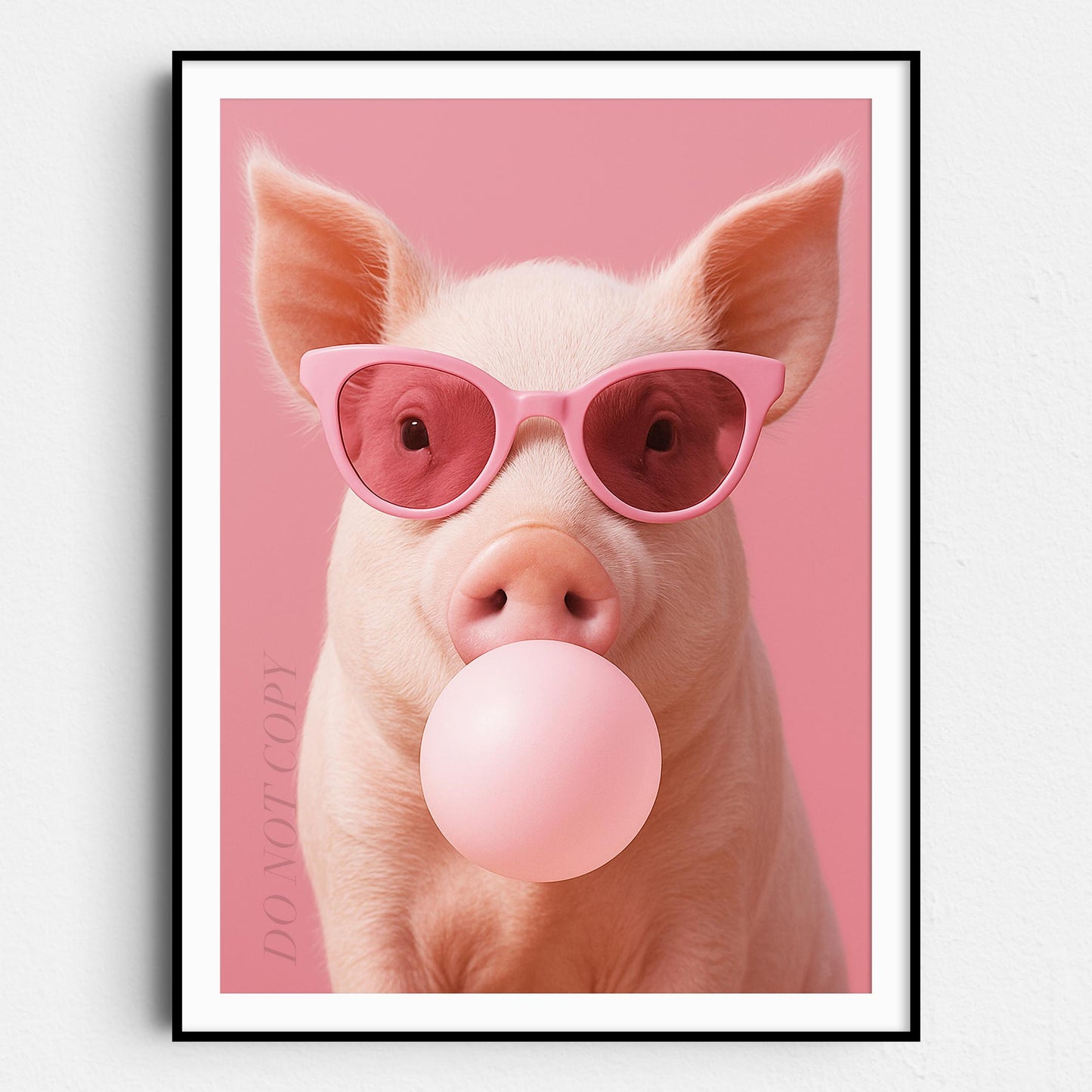 Pig With Sunglasses Blowing Pink Bubble Gum