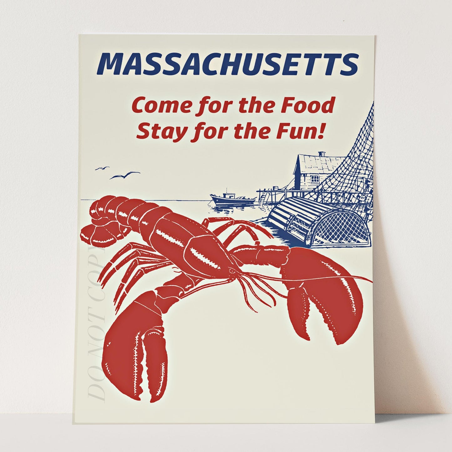 Massachusetts Lobster Seafood Cape Cod Kitchen Vintage Travel Poster