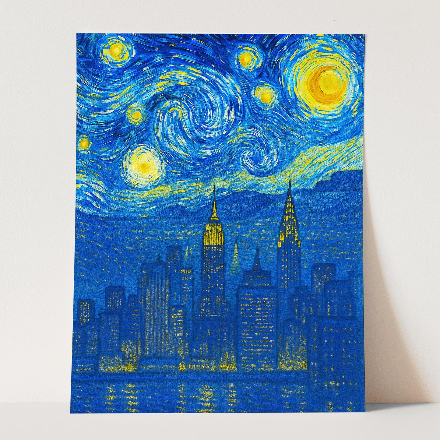 New York City Skyline As Van Gogh Starry Night