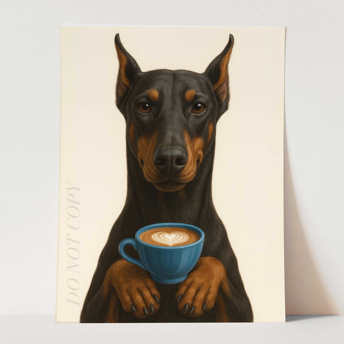 Dobermann With Latte Of Love