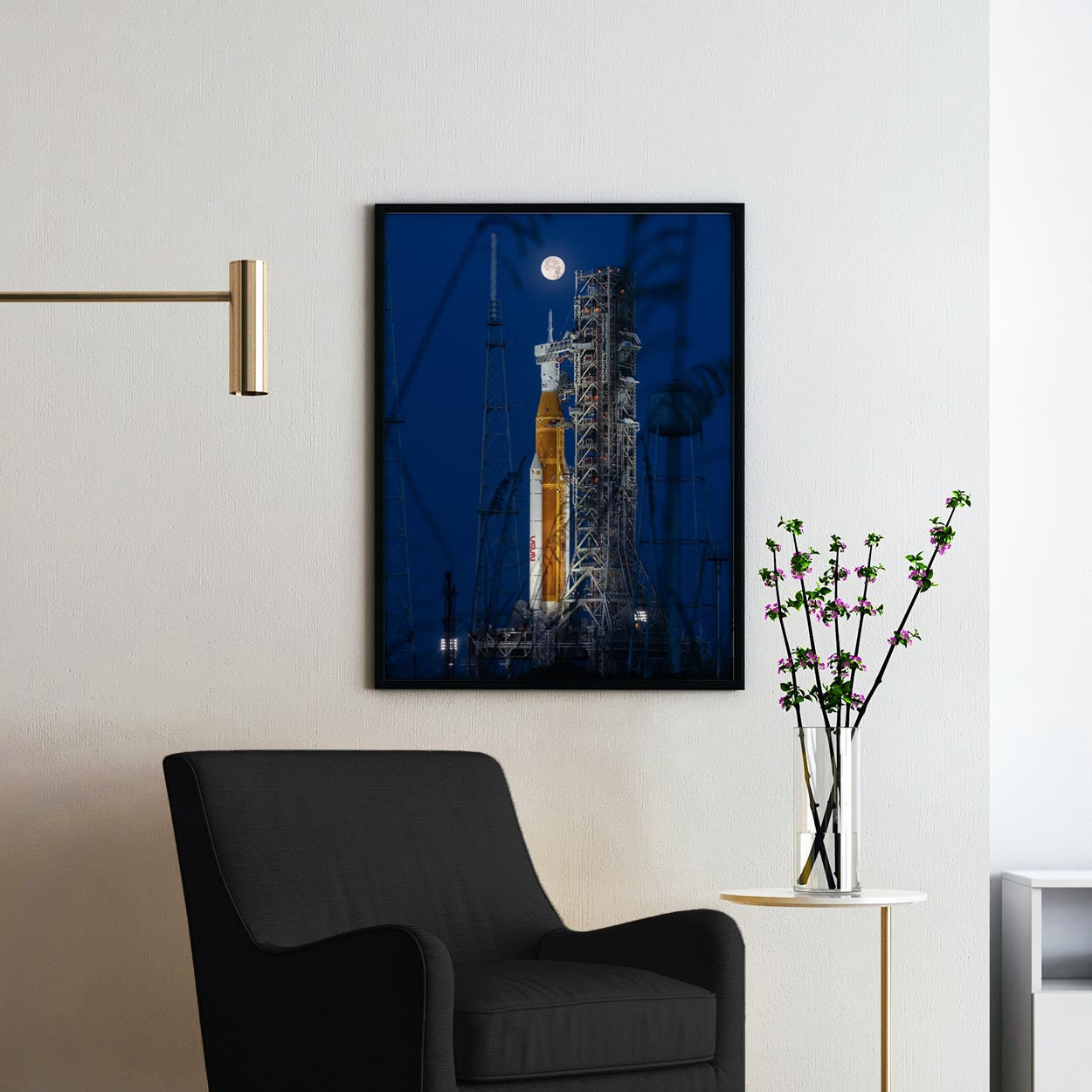 Artemis I Space Launch Over Moon