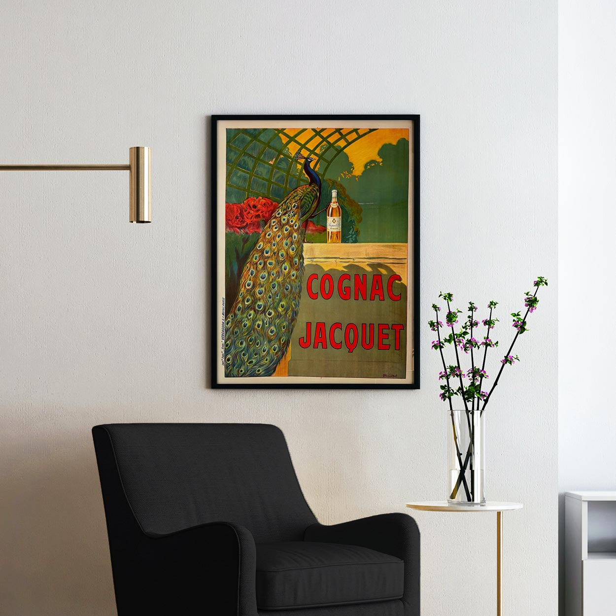 Cognac Jacquet Peacock - Vintage Advertising Poster