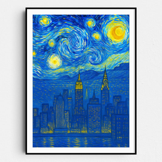 New York City Skyline As Van Gogh Starry Night