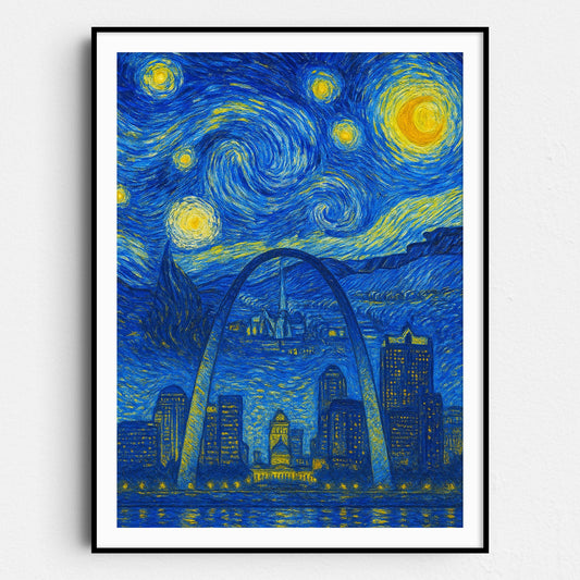 St Louis City Skyline As Van Gogh Starry Night