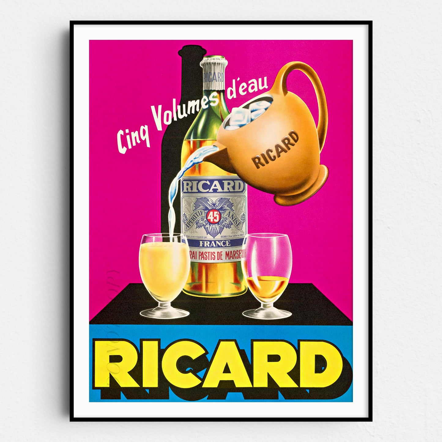 Ricard Cinq Volumes D'Eau - Vintage Advertising Poster
