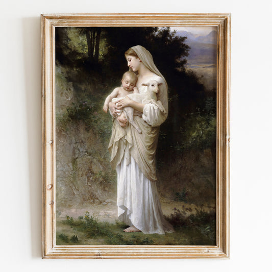 Innocence, Virgin Mary with Baby Jesus & Lamb by William-Adolphe Bouguereau