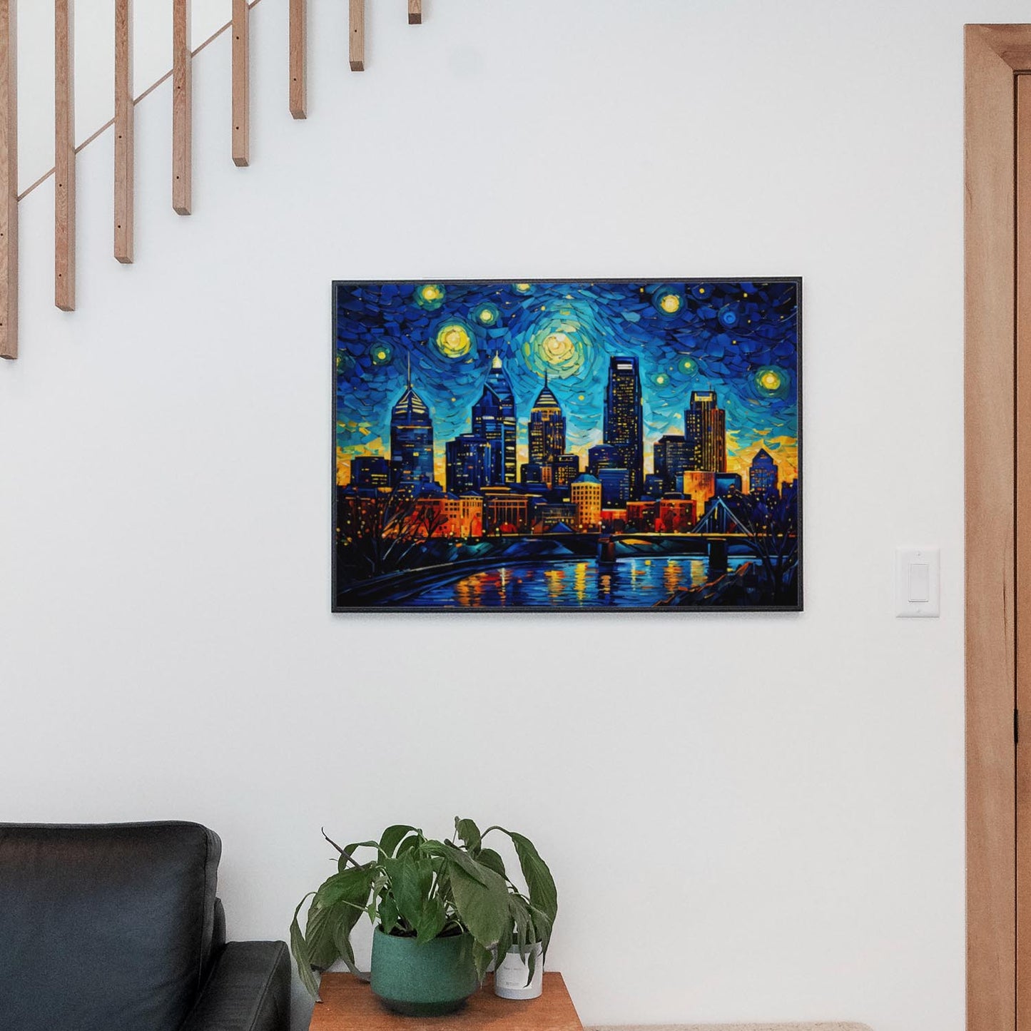 Philadelphia City Skyline as Van Gogh Starry Night