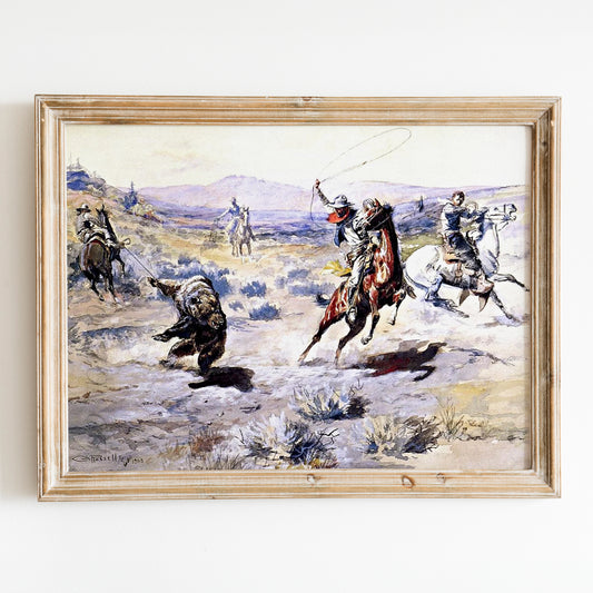 Roping A Grizzly by Charles M Russell