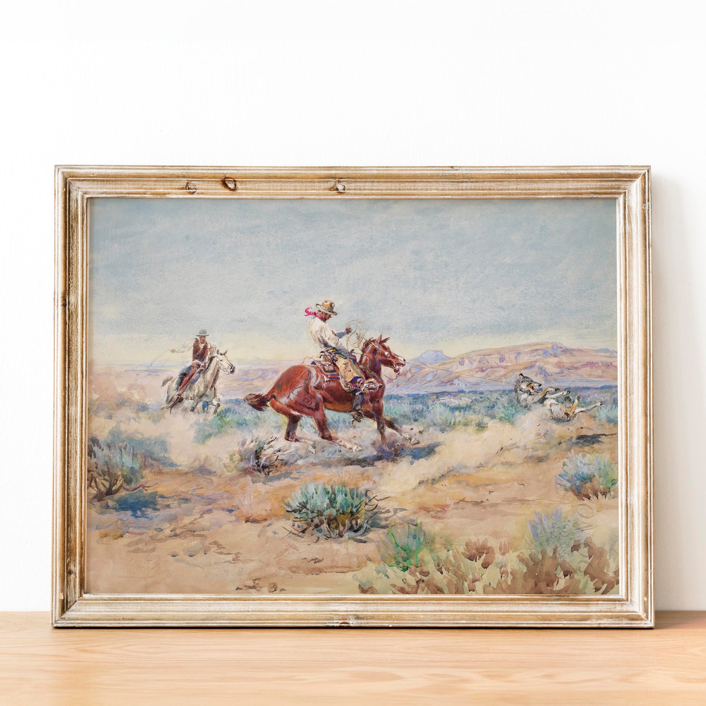 Roping A Wolf by Charles Russell
