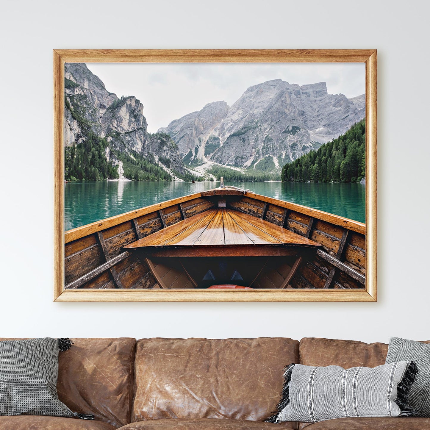 Row Boat on Lake with Mountain