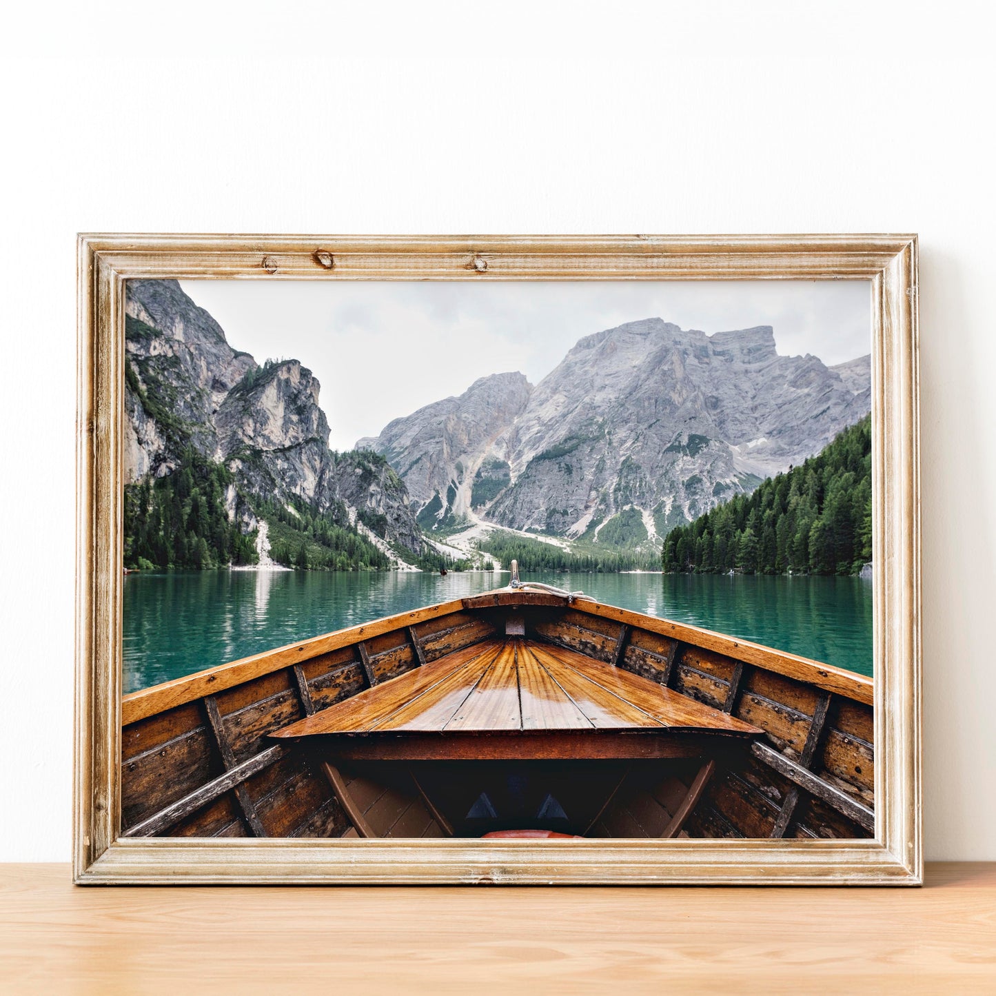 Row Boat on Lake with Mountain