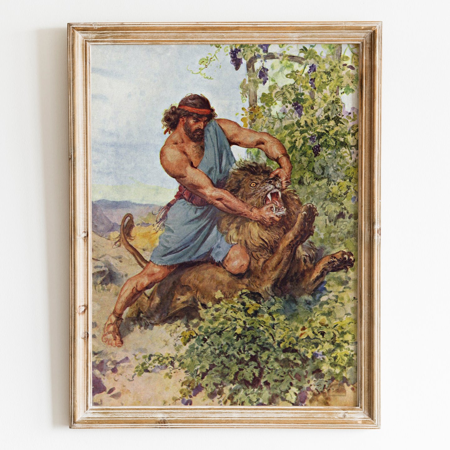 Samson Seized The Lion And Tore It To Pieces by Charles Edmund Brock