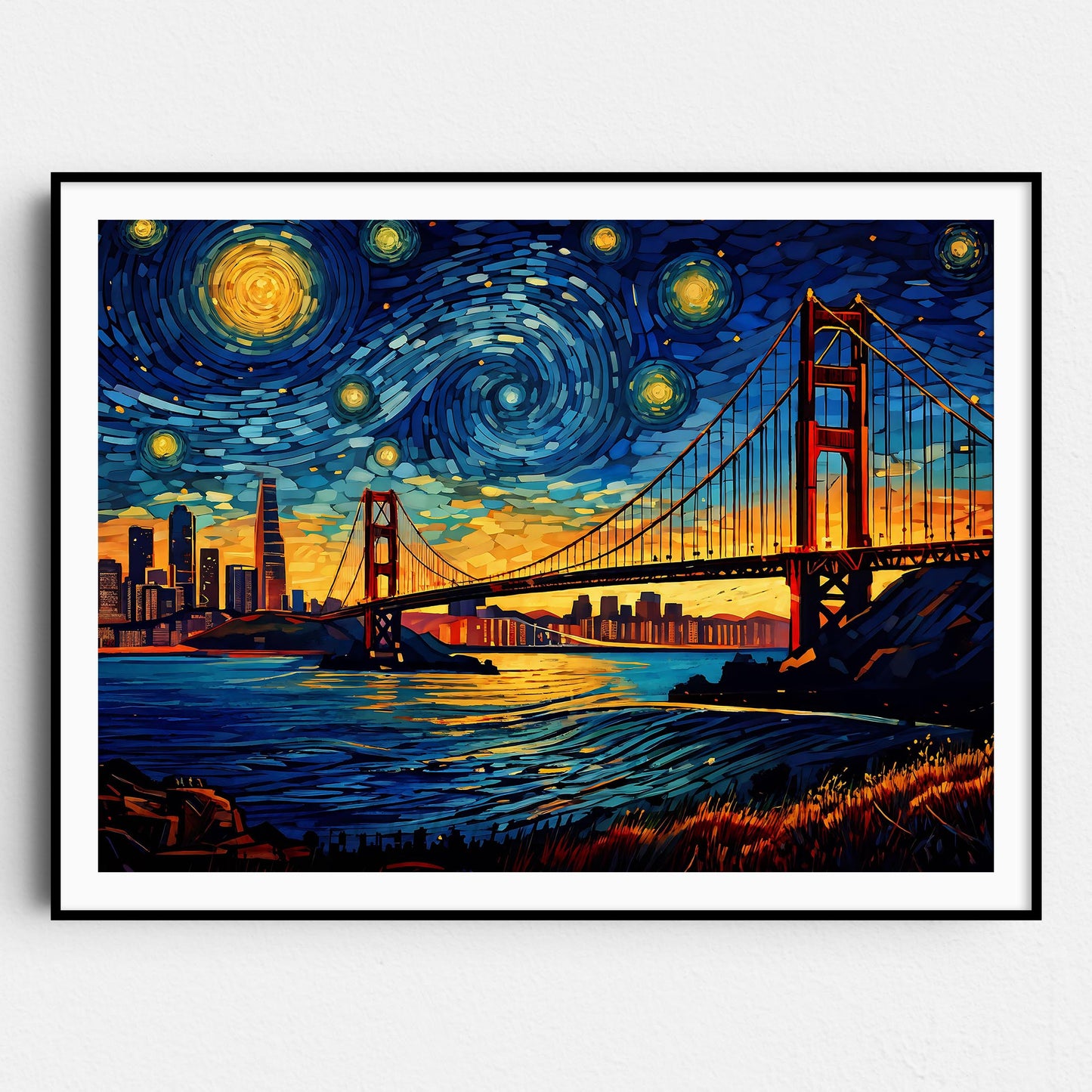 San Francisco Skyline as Van Gogh Starry Night