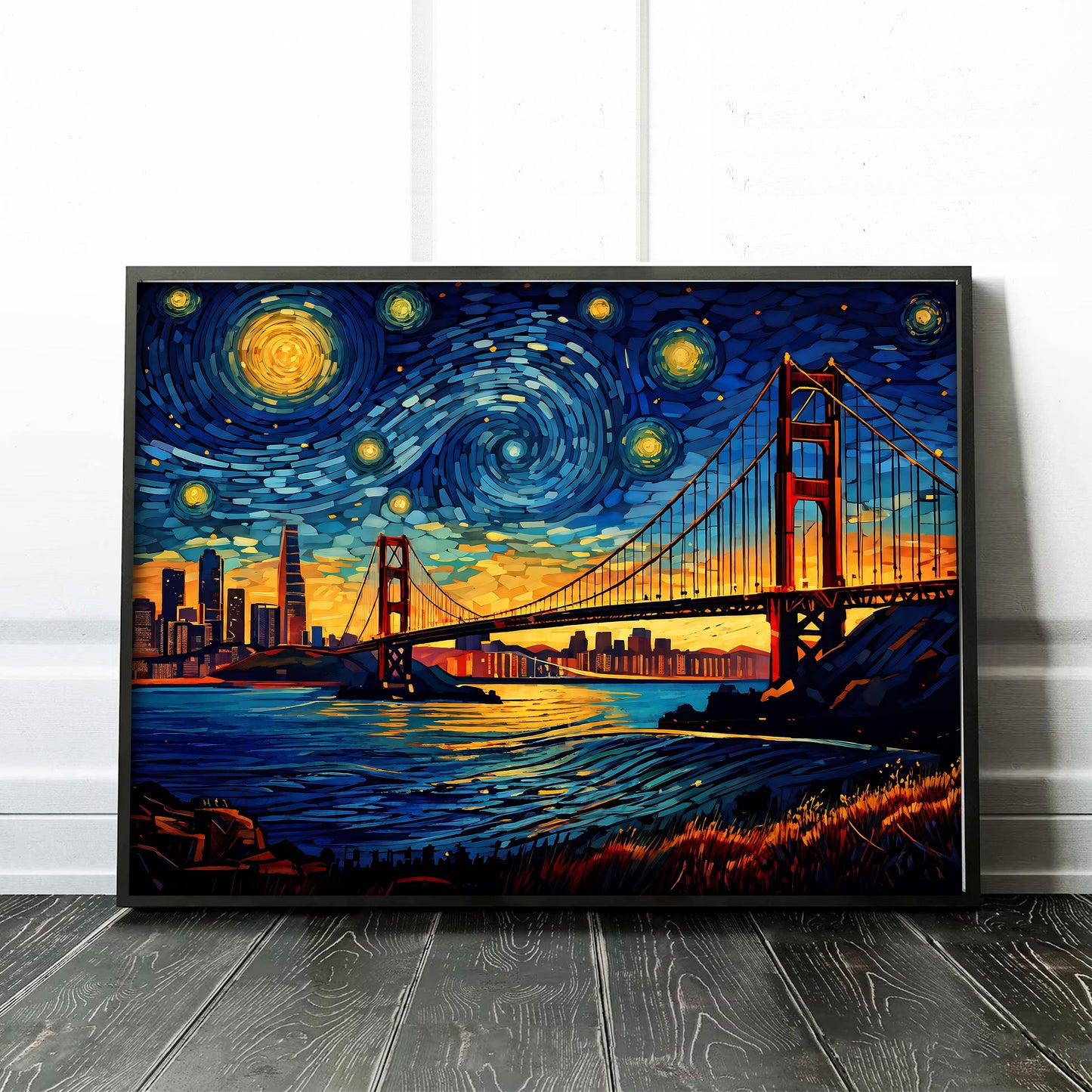 San Francisco Skyline as Van Gogh Starry Night