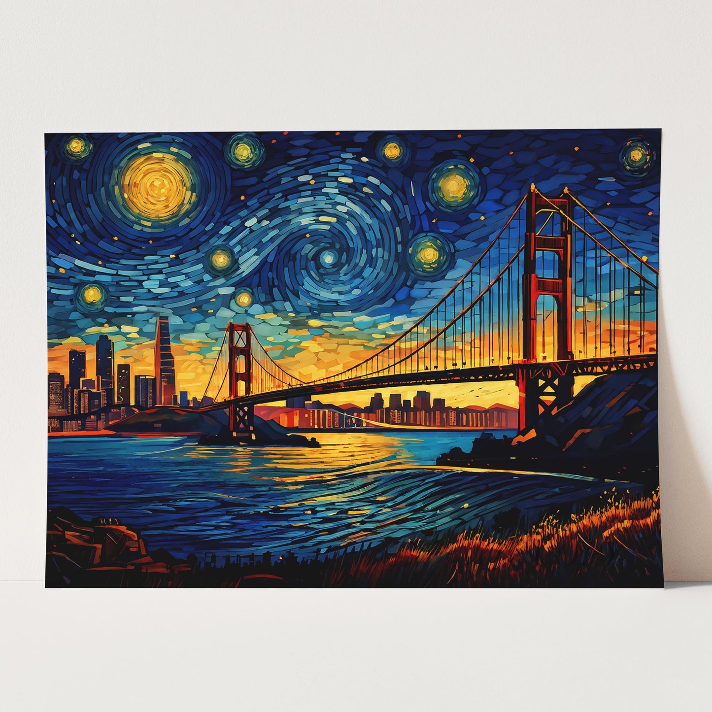 San Francisco Skyline as Van Gogh Starry Night