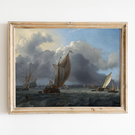 Ships in a Gale on the IJ before the City of Amsterdam (1666) by Ludolf Bakhuizen