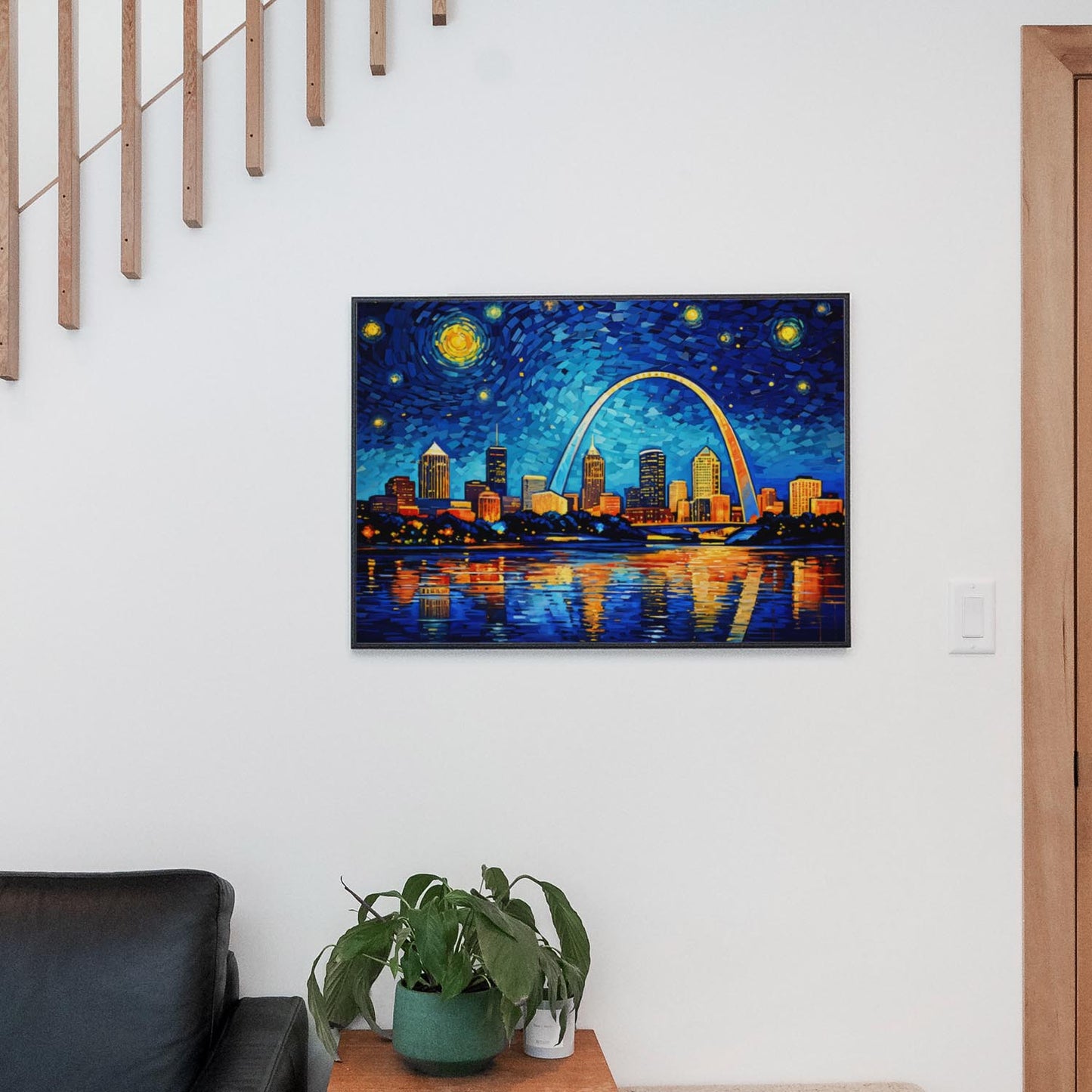 St Louis Missouri City Skyline as Van Gogh Starry Night