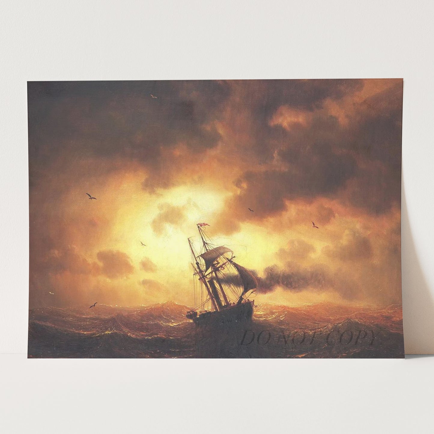 Steamship in Sunset by Marcus Larson