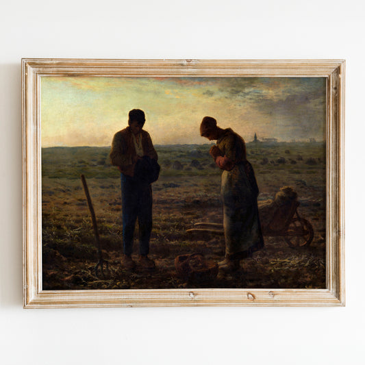 The Angelus 1859 by Jean-Francois Millet - Peasants Praying in Field Over Potatoes