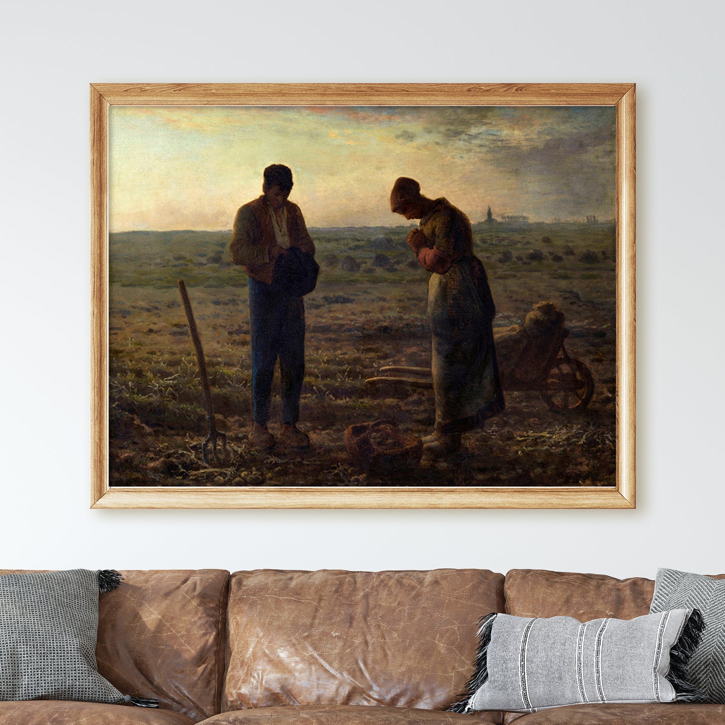 The Angelus 1859 by Jean-Francois Millet - Peasants Praying in Field Over Potatoes