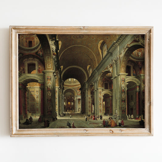 The Nave of St. Peter's Basilica in the Vatican (1735) by Giovanni Paolo Panini