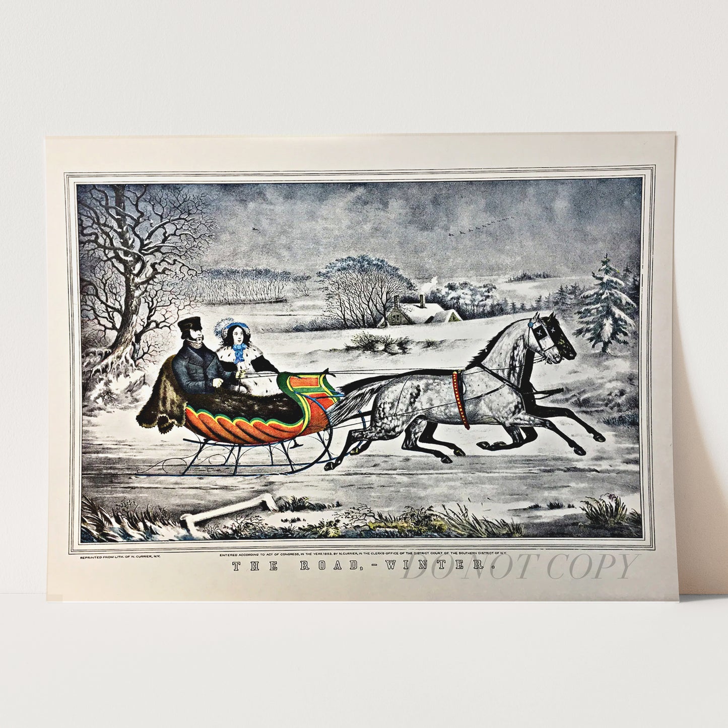 The Road Winter Sleigh 1853 by Currier & Ives