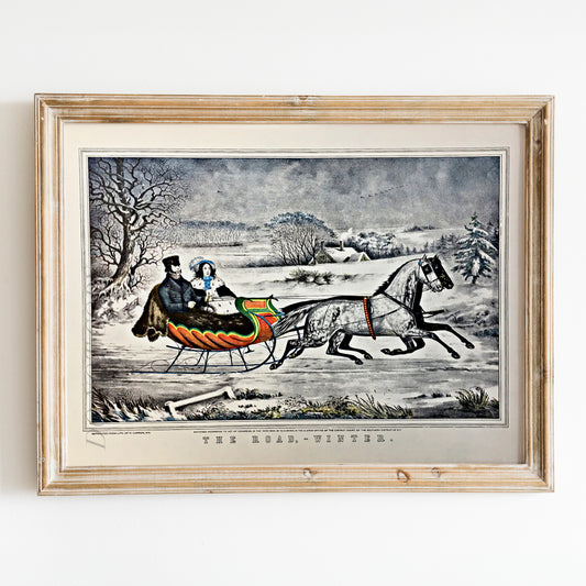 The Road Winter Sleigh 1853 by Currier & Ives