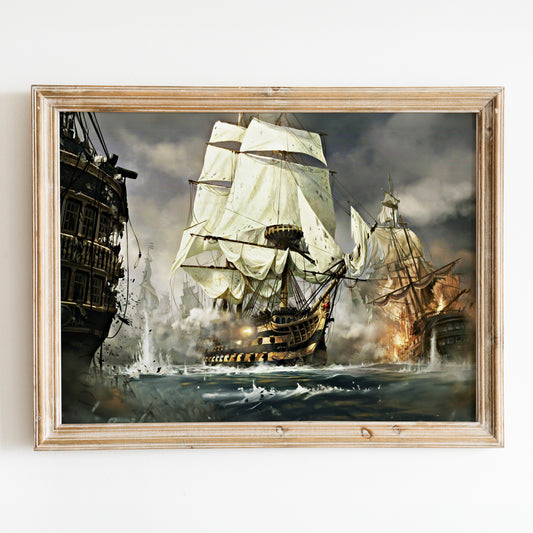 The Royal Navy Battling the French & Spanish Fleet off Cape Trafalgar, 1805