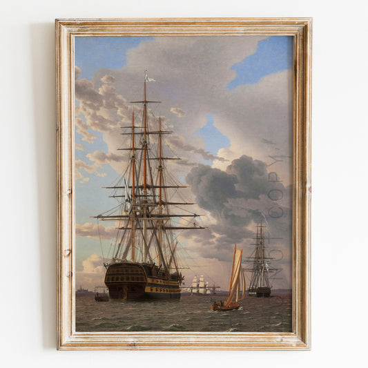 The Russian Ship of the Line "Asow" and a Frigate at Anchor in the Roads of Elsinore