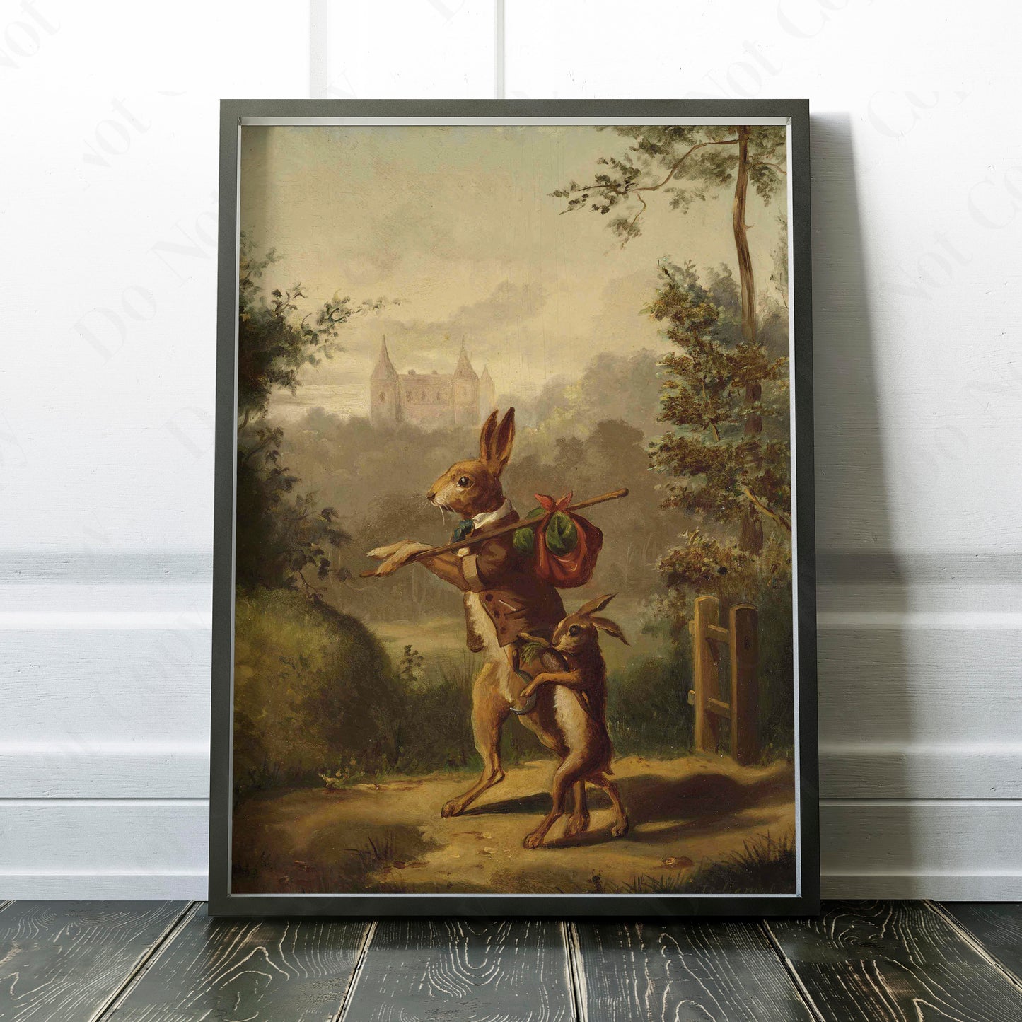 Two Hares With A Knapsack & A Castle Beyond