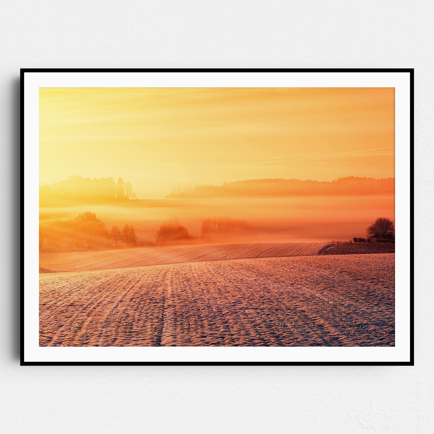 Sunset Over Snowy Fields