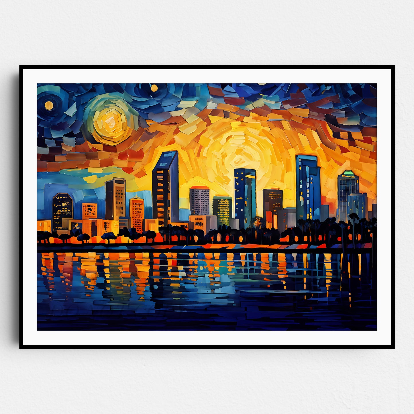 San Diego Skyline as Van Gogh Starry Night