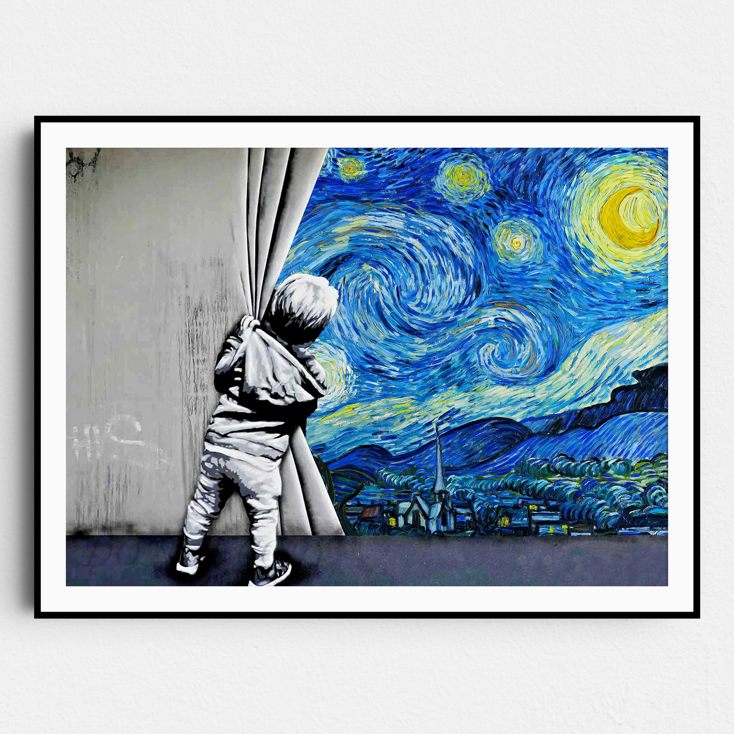 Starry Night Behind the Curtain Banksy Van Gogh