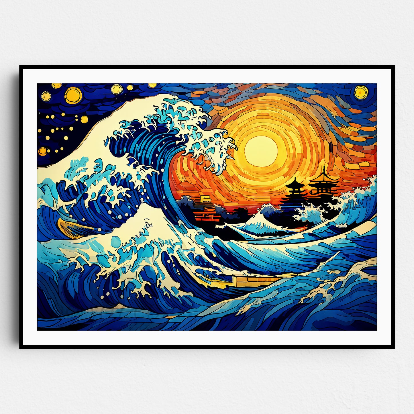 The Great Wave in the Style of Van Gogh