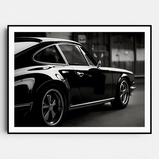 Vintage Black Porsche 911 Side View