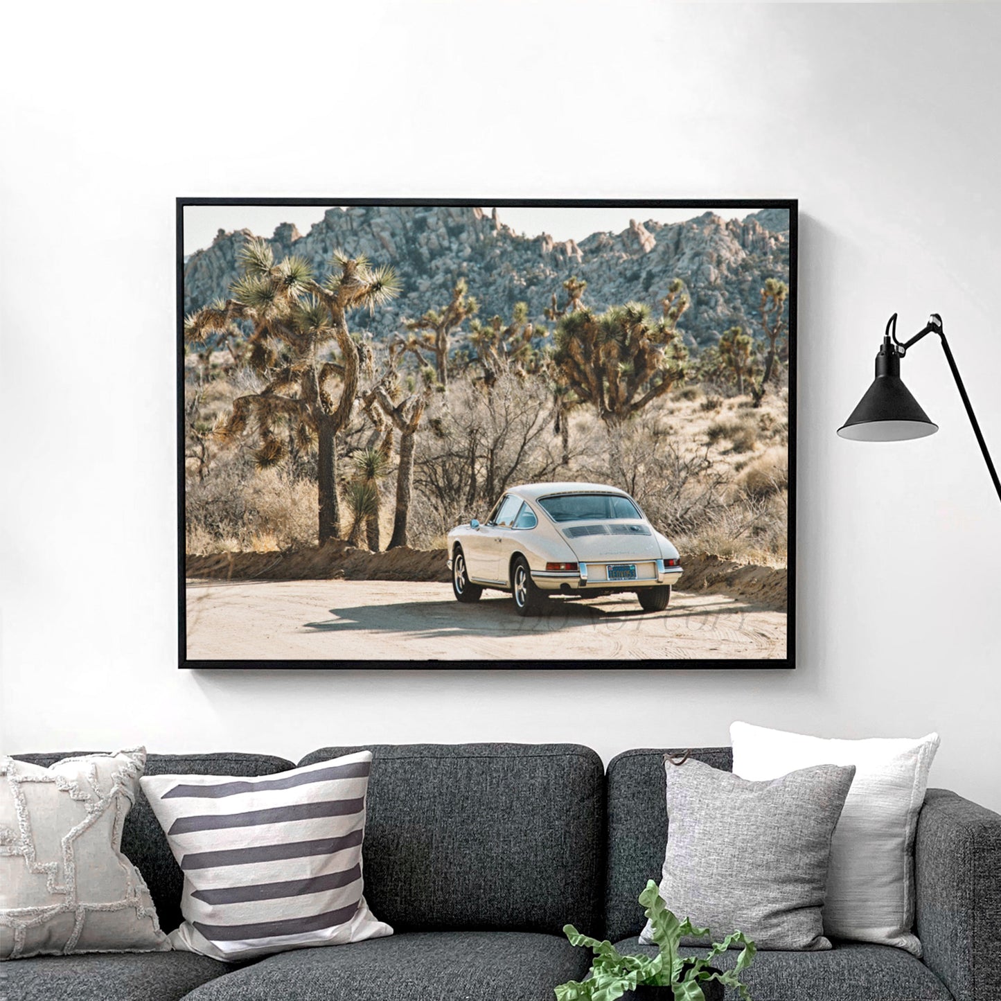 Vintage White Porsche In Desert