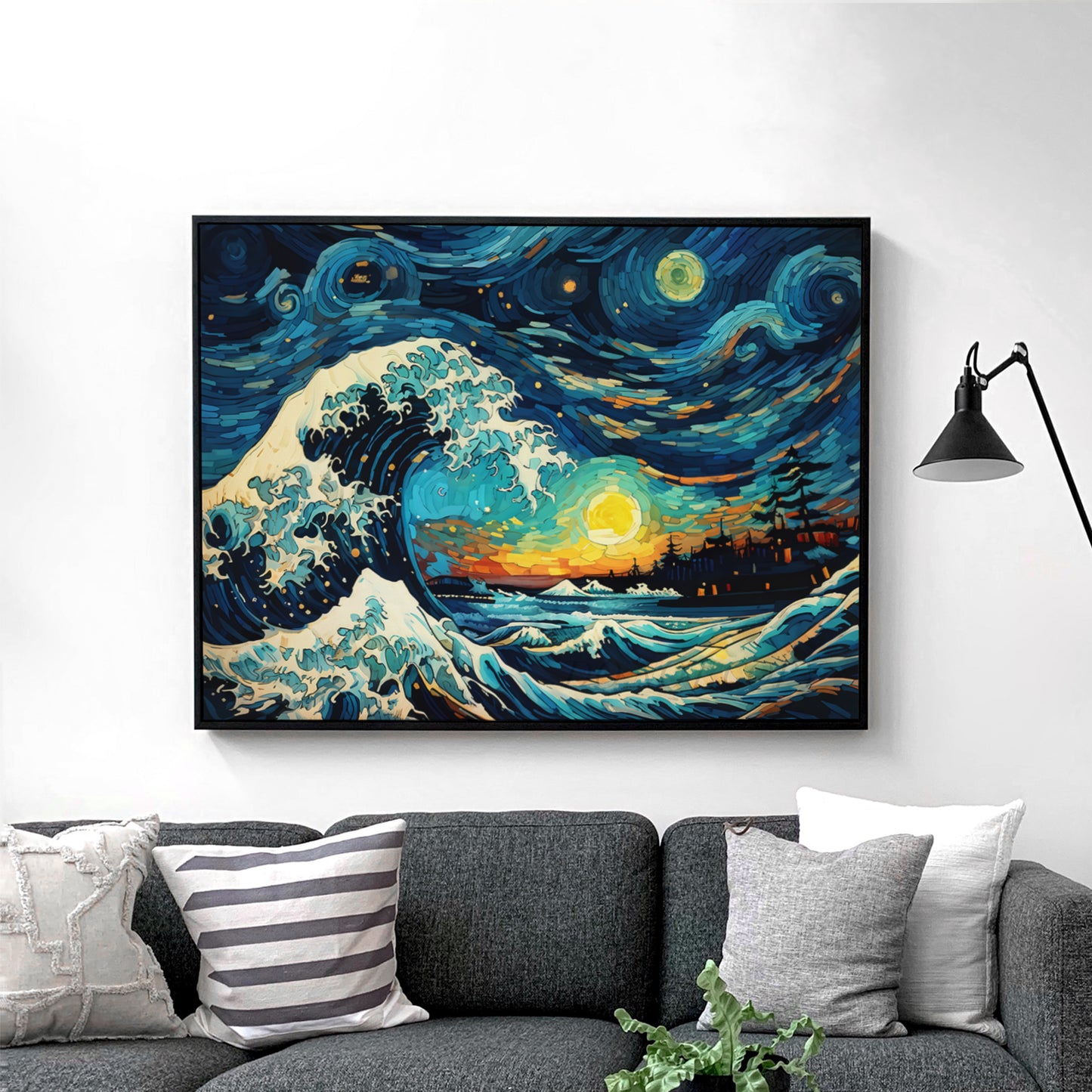 The Great Wave in the Style of Van Gogh