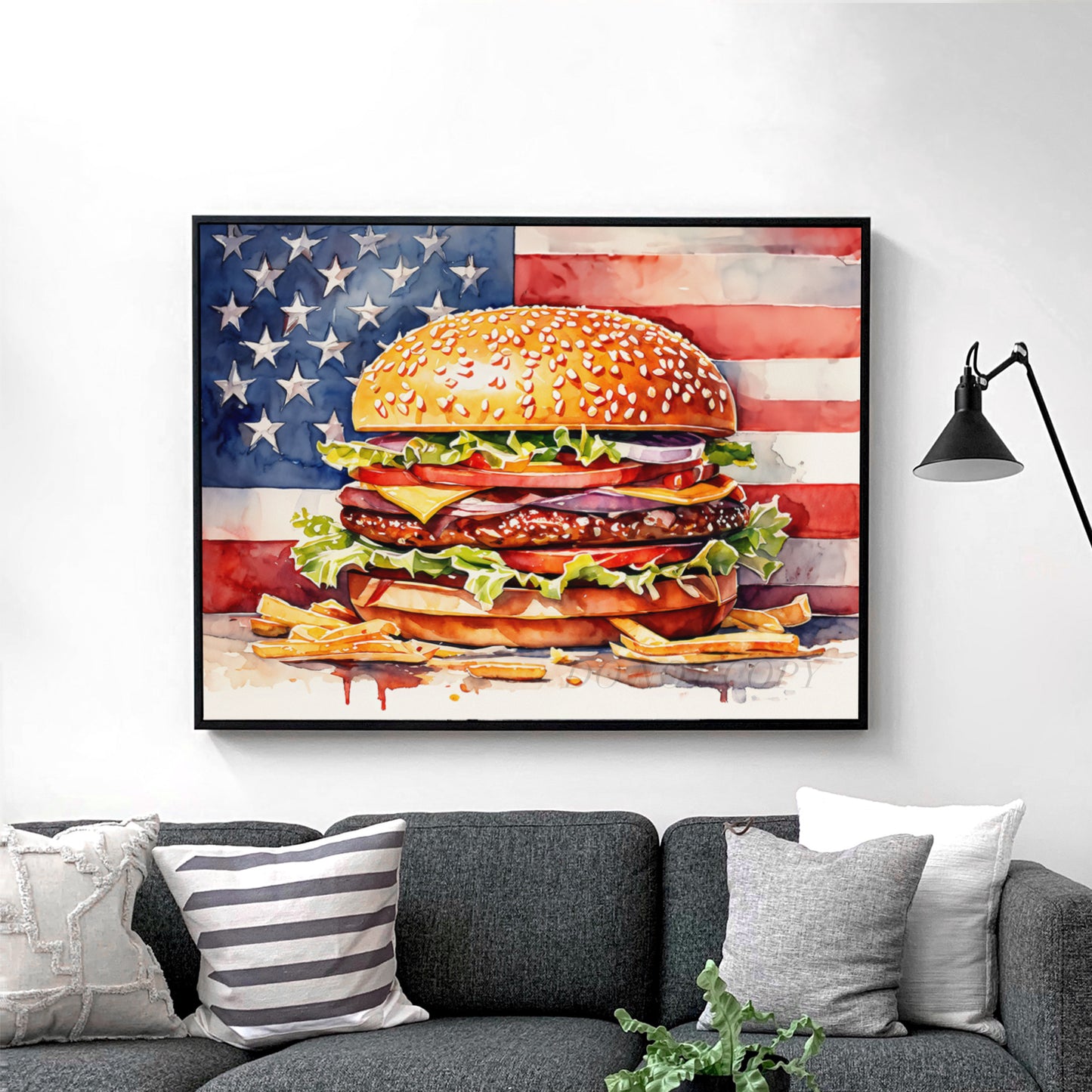 Patriotic Cheeseburger with American Flag