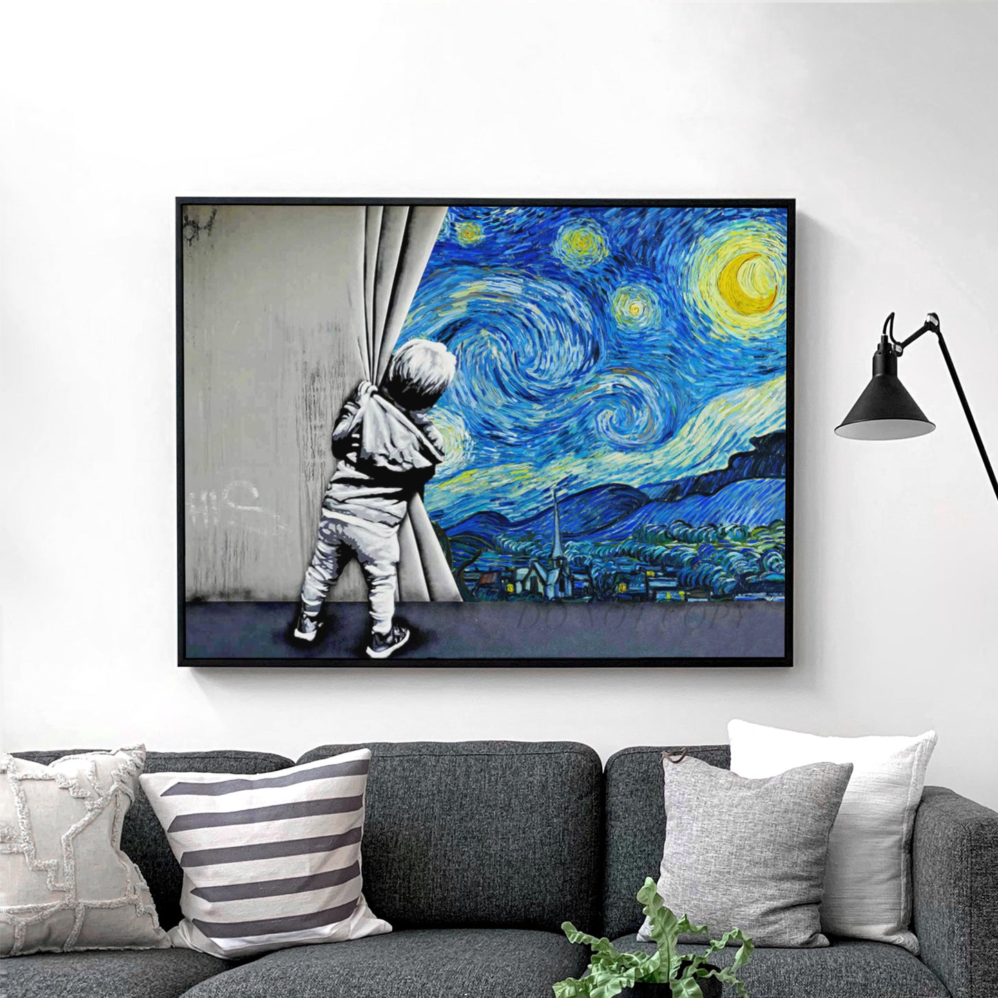 Starry Night Behind the Curtain Banksy Van Gogh
