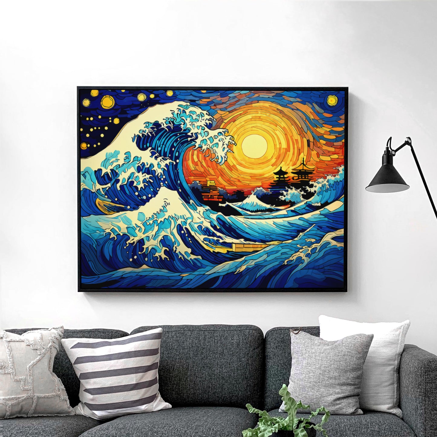 The Great Wave in the Style of Van Gogh