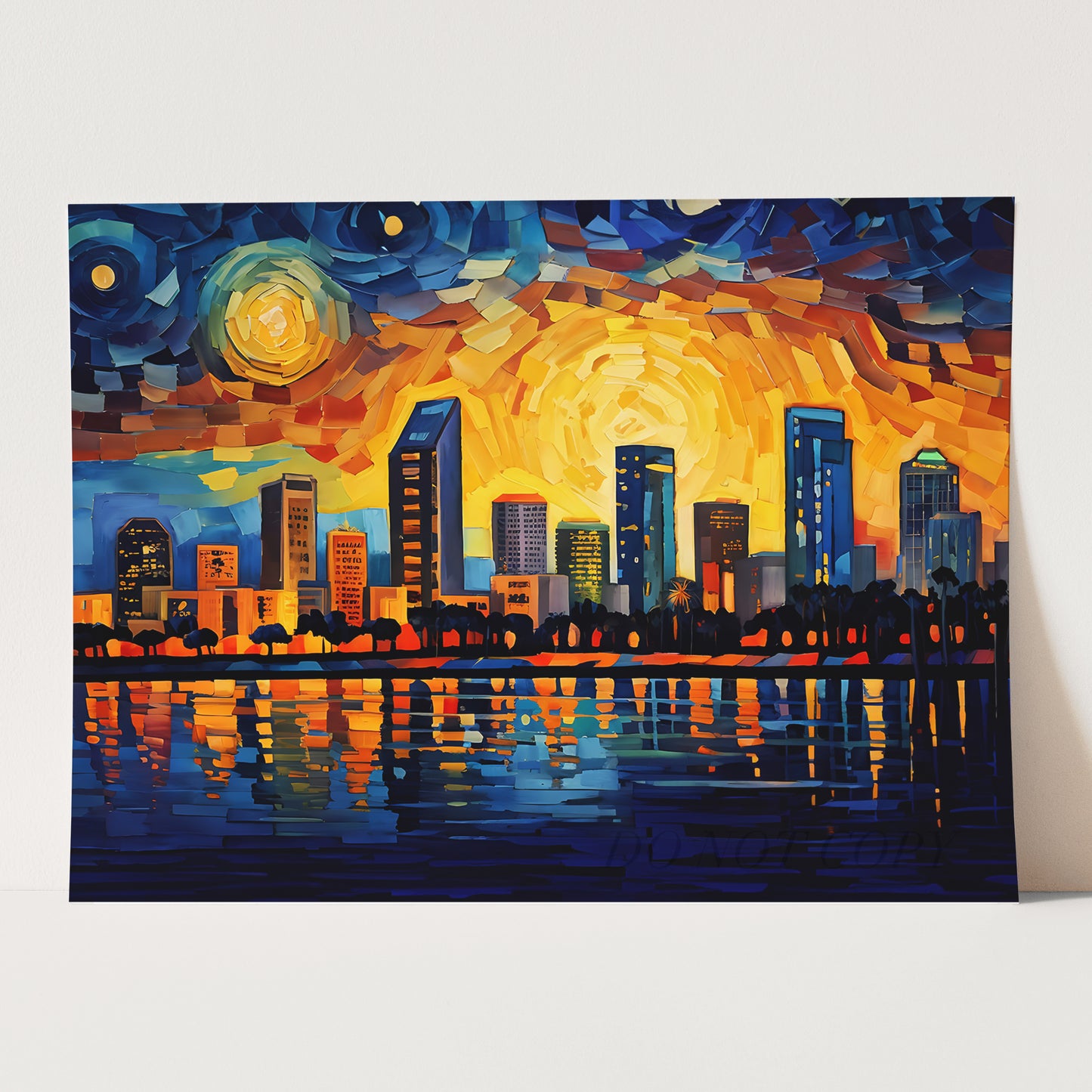 San Diego Skyline as Van Gogh Starry Night