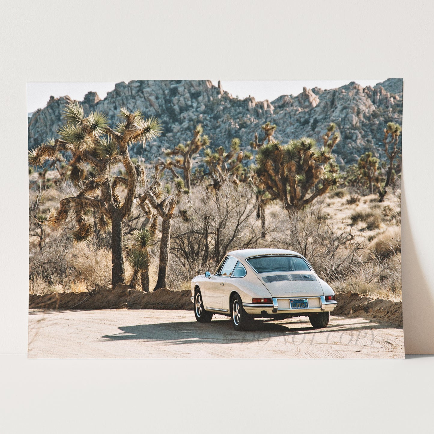 Vintage White Porsche In Desert