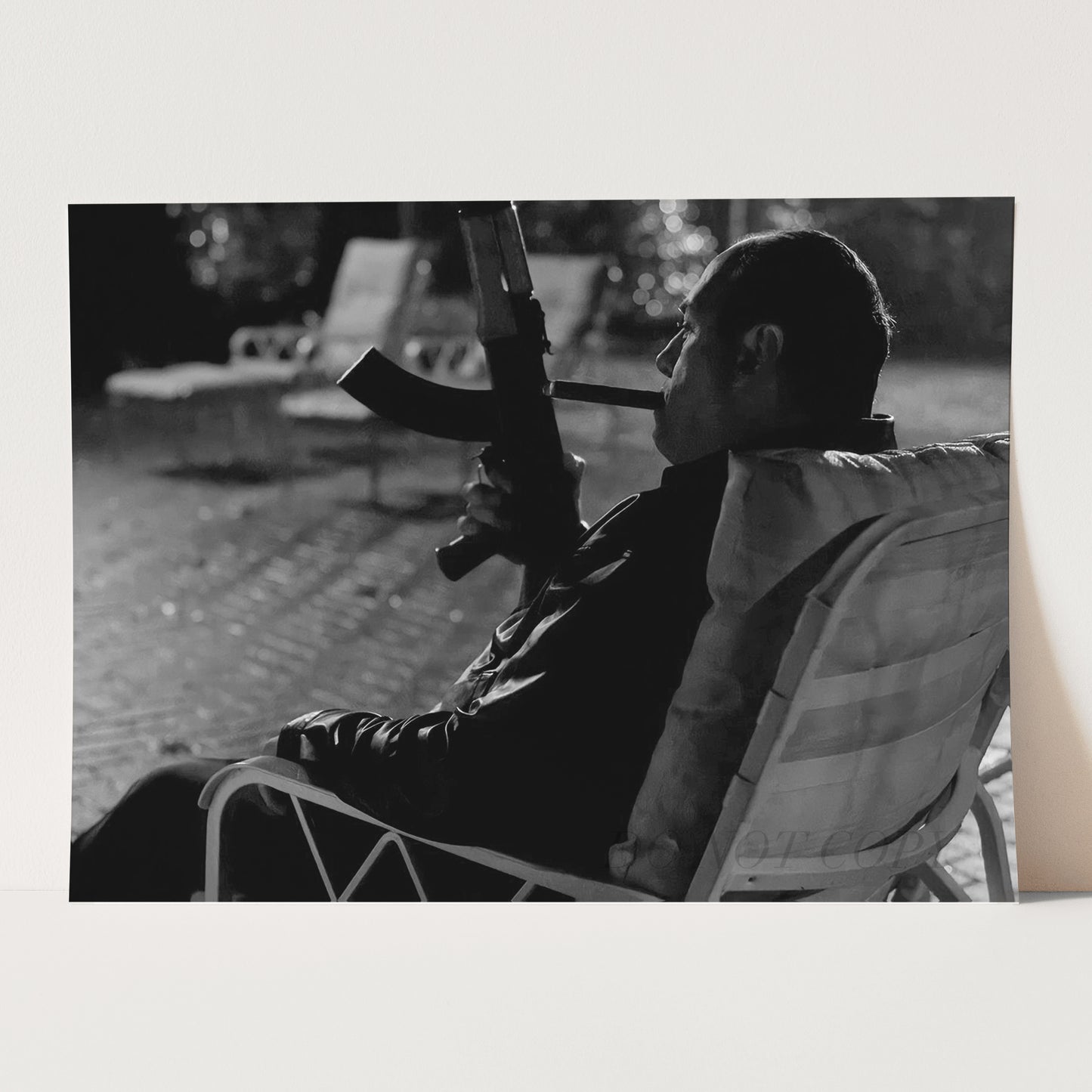 Tony Soprano Smoking a Cigar with a Machine Gun
