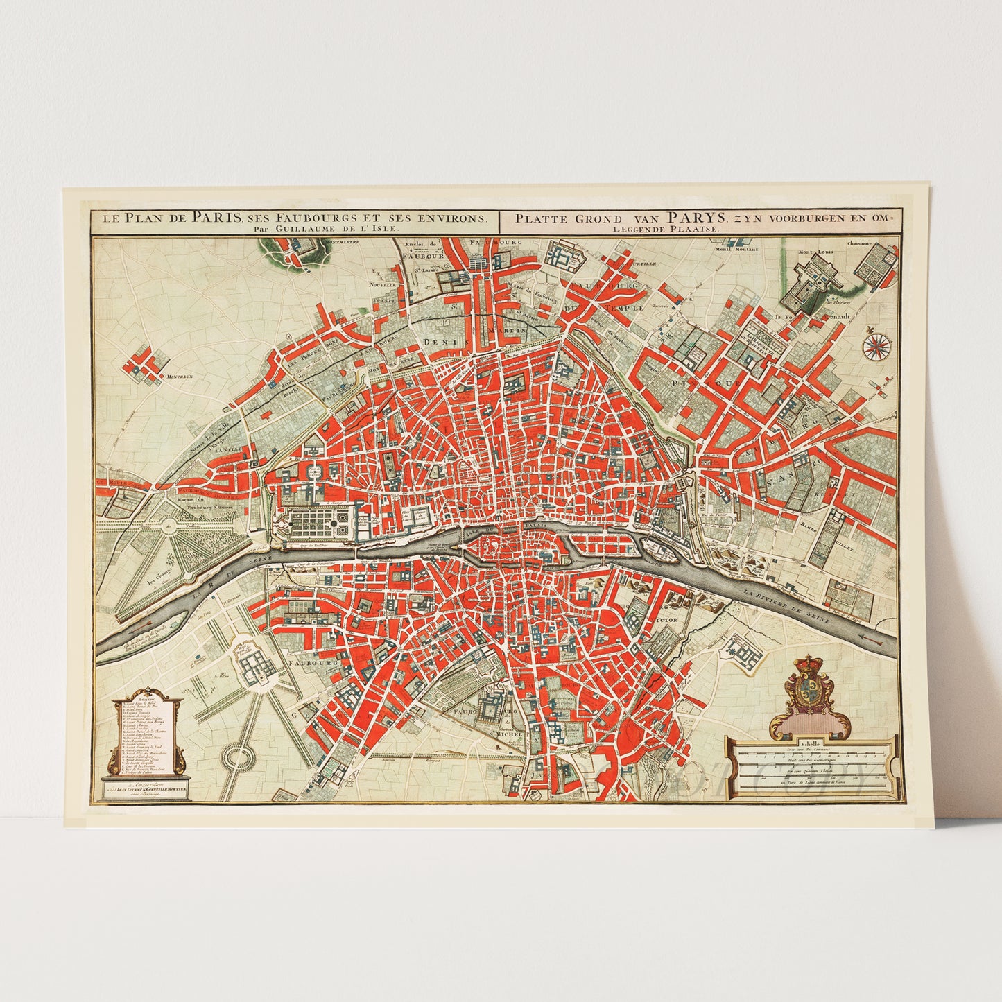 Plattegrond van Parijs (ca. 1721–1774) by Guillaume Delisle