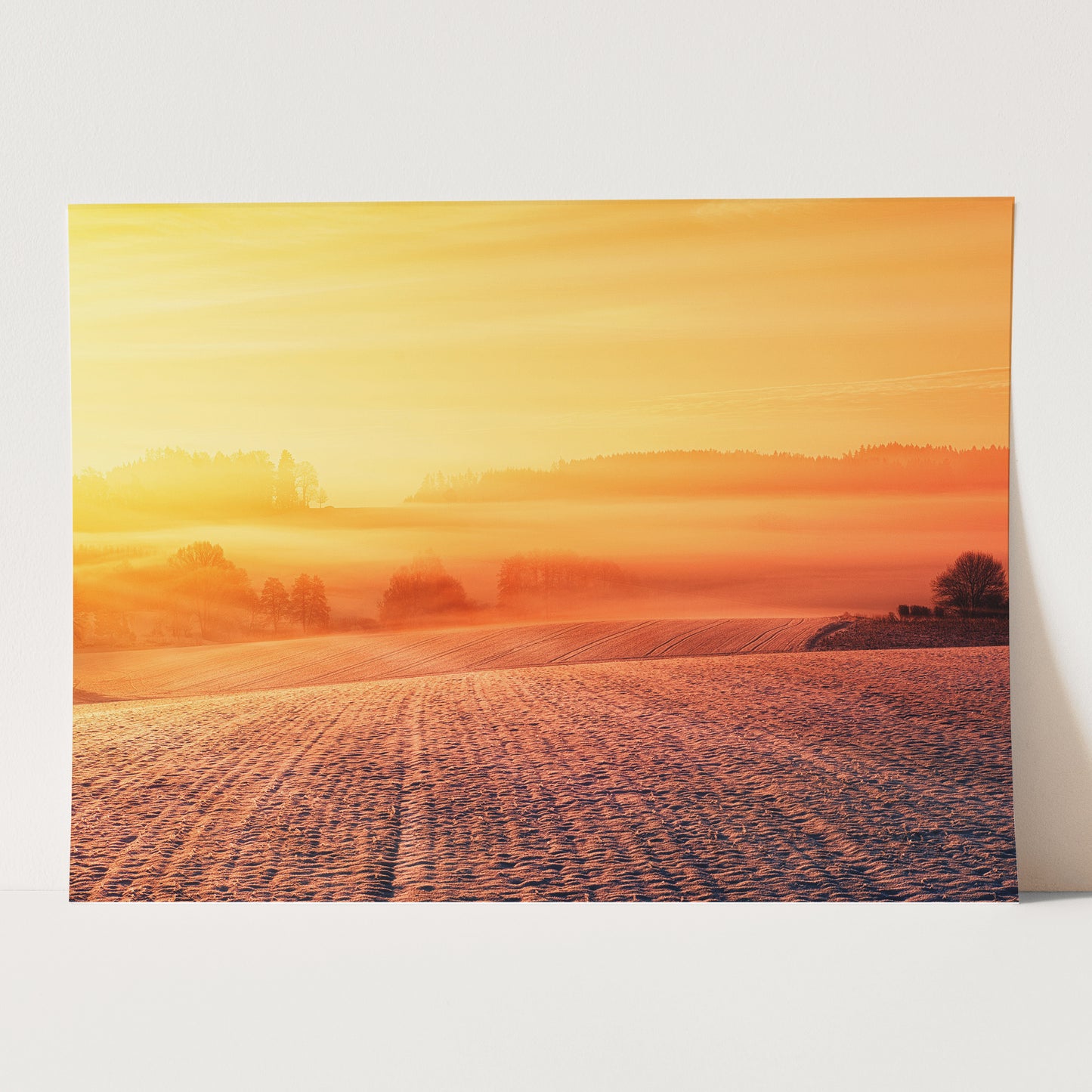 Sunset Over Snowy Fields